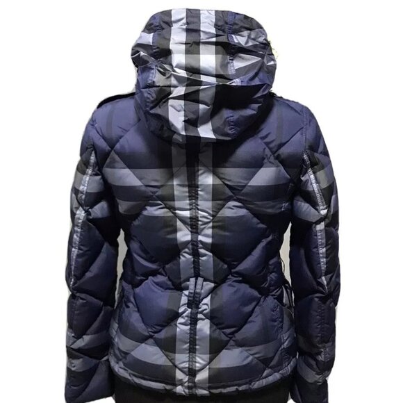Burberry Blue Wide Check Down Puffer sz XS - Picture 5 of 8